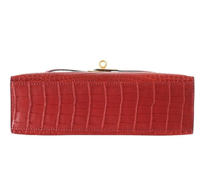 Hermes JPG Kelly Pochette Rouge H Matte Alligator Gold Hardware