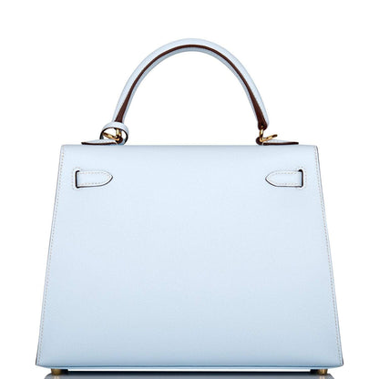 Hermes Kelly Sellier 25 Bleu Brume Epsom Gold Hardware