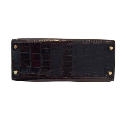 Hermes Kelly Sellier 28 Graphite Alligator Gold Hardware