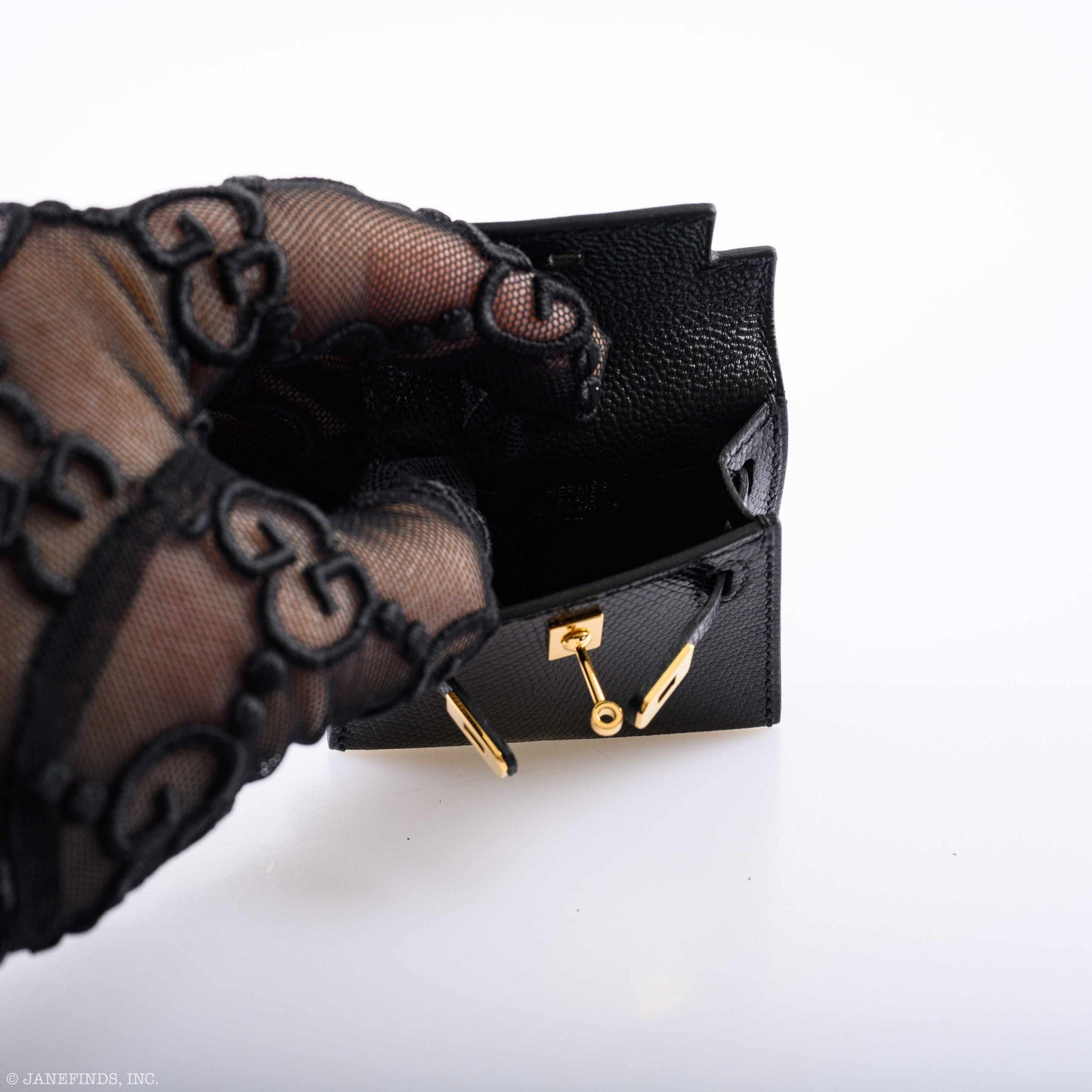 Hermes Micro Kelly Charm Black Lizard Gold Hardware - 2019, D