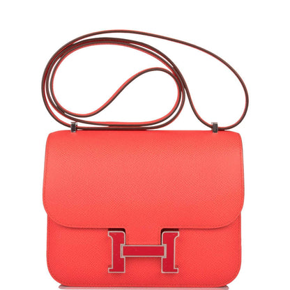 Hermes Mini Constance 18 Rose Texas Epsom