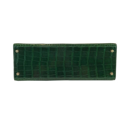 Hermes Kelly Sellier 35 Vert Emerald Alligator Gold Hardware