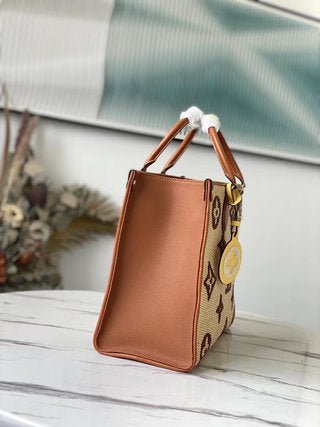 Pre-Loved LOUIS VUITTON Monogram Raffia Onthego MM Tan