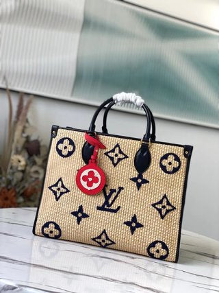 Pre-Loved LOUIS VUITTON Monogram Raffia Onthego MM Tan