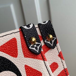 Pre-Loved LOUIS VUITTON Onthego GM Crafty Monogram Giant Canvas Shoulder Bag Red