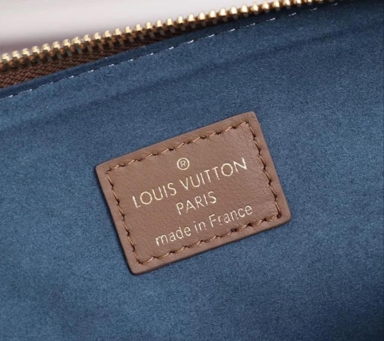 LOUIS VUITTON Lambskin Embossed Monogram Coussin PM Camel
