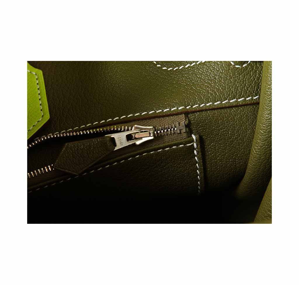 Hermes Birkin 35 Kiwi Lichen Candy Collection Epsom Leather Palladium Hardware
