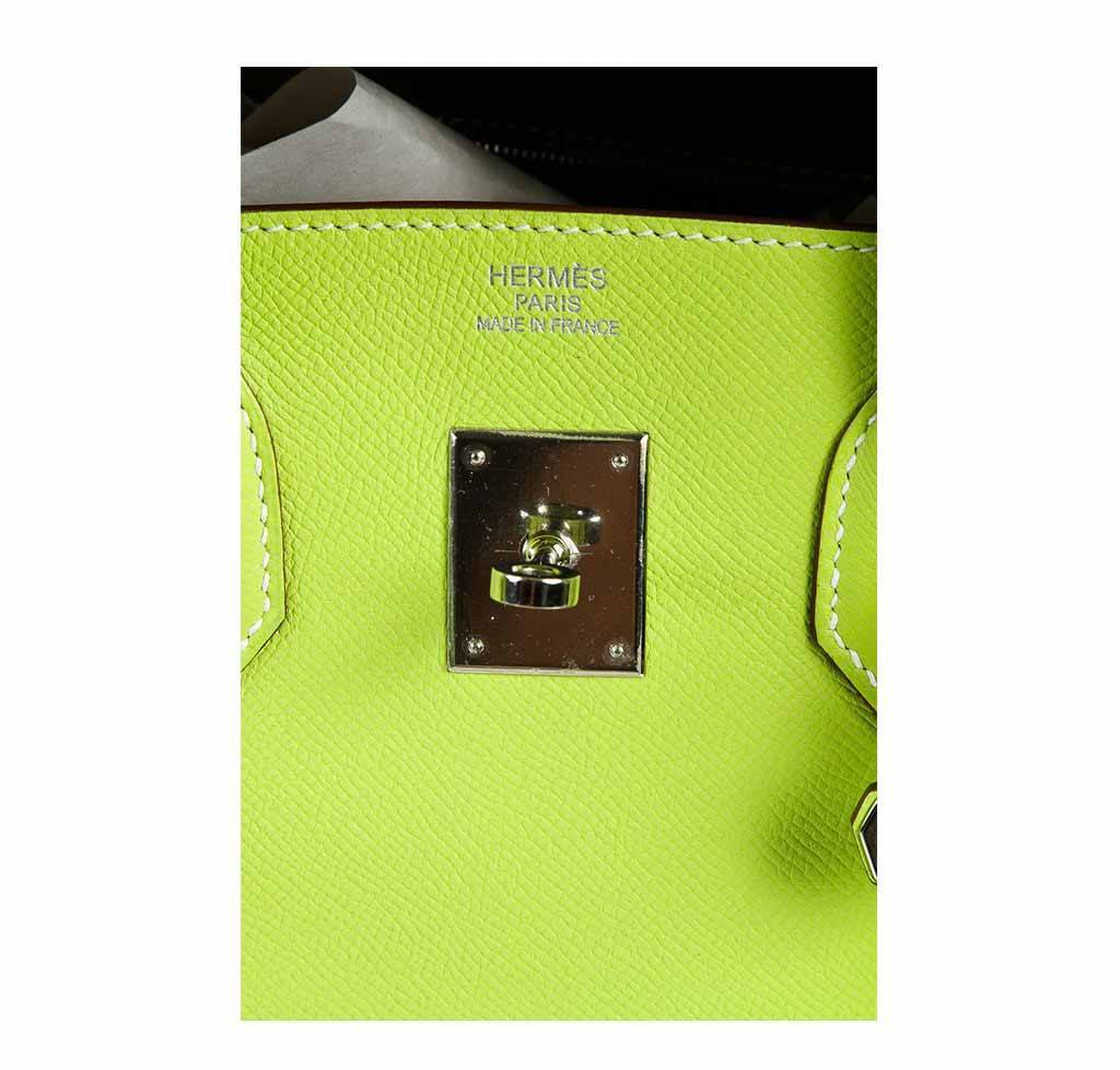 Hermes Birkin 35 Kiwi Lichen Candy Collection Epsom Leather Palladium Hardware