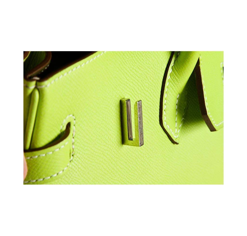Hermes Birkin 35 Kiwi Lichen Candy Collection Epsom Leather Palladium Hardware