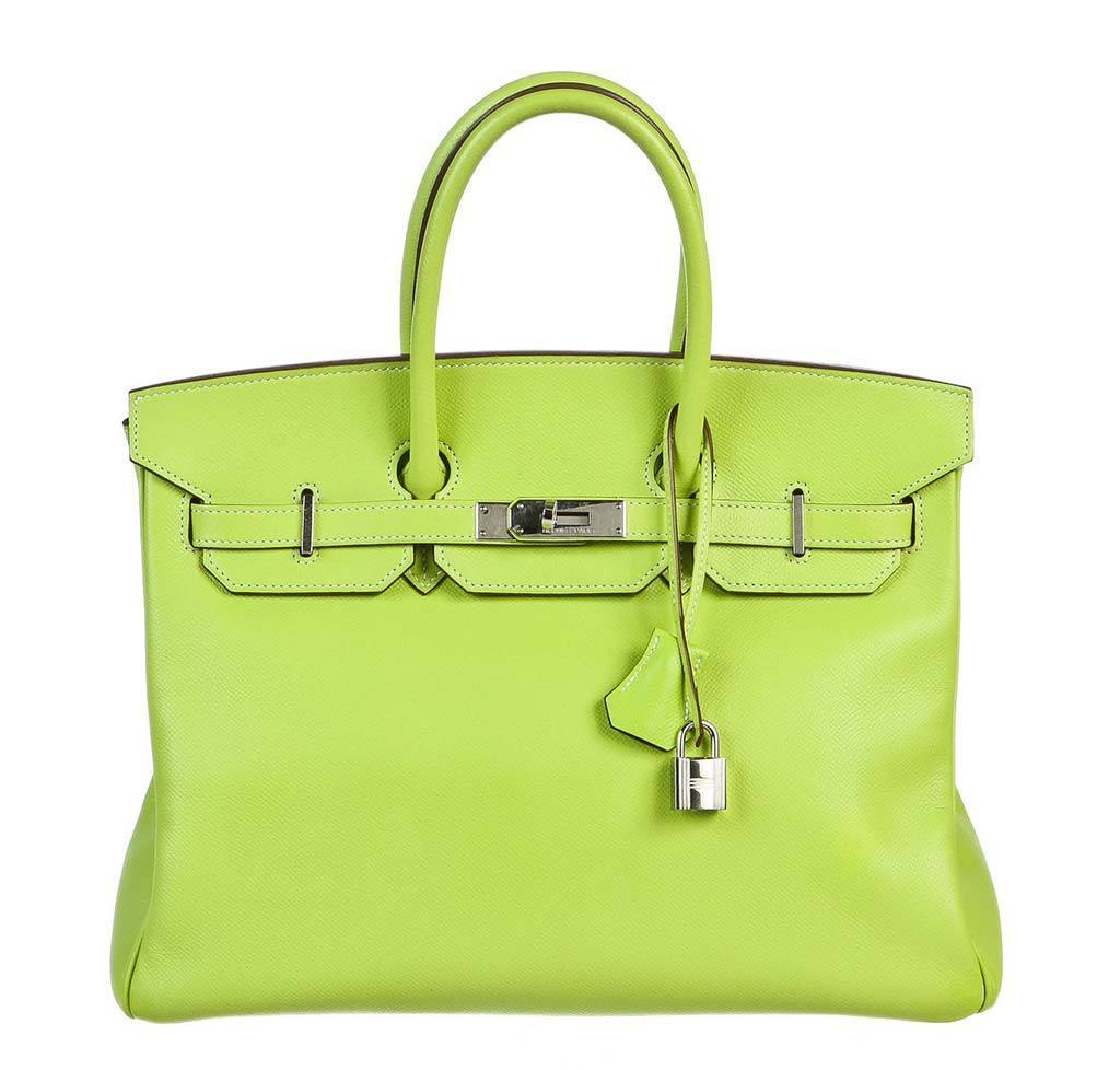 Hermes Birkin 35 Kiwi Lichen Candy Collection Epsom Leather Palladium Hardware