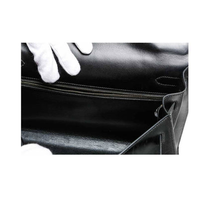Hermes Kelly 32 Black Box Leather Gold Hardware