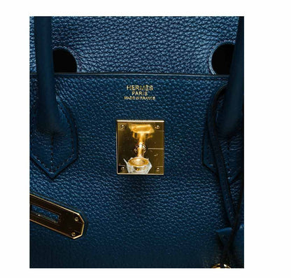 Hermes Birkin 30 Bleu Prusse Togo Leather Gold Hardware