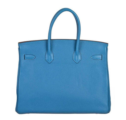 Hermes Birkin 35 Mykonos Blue Clemence Leather Palladium Hardware
