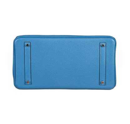 Hermes Birkin 35 Mykonos Blue Clemence Leather Palladium Hardware