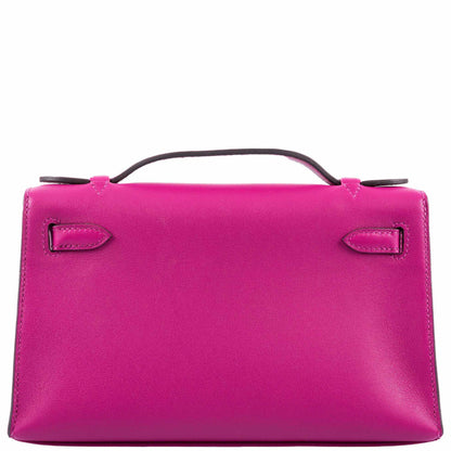 Hermes Kelly Mini Pochette Rose Pourpre Swift Palladium Hardware - 2018, C