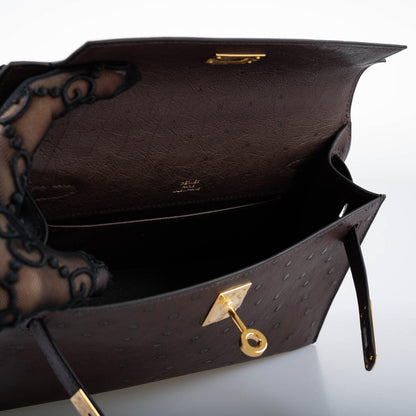 Hermes Kelly Pochette Rouge Sellier Ostrich with Gold Hardware - 2021, Z