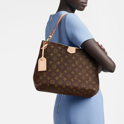 Louis Vuitton Graceful MM Monogram Beige Hobo Bag