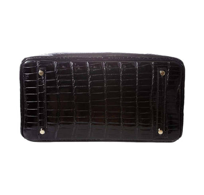 Hermes Birkin 35 Noir Porosus Crocodile Gold Hardware