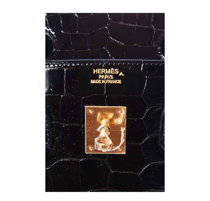 Hermes Birkin 35 Noir Porosus Crocodile Gold Hardware