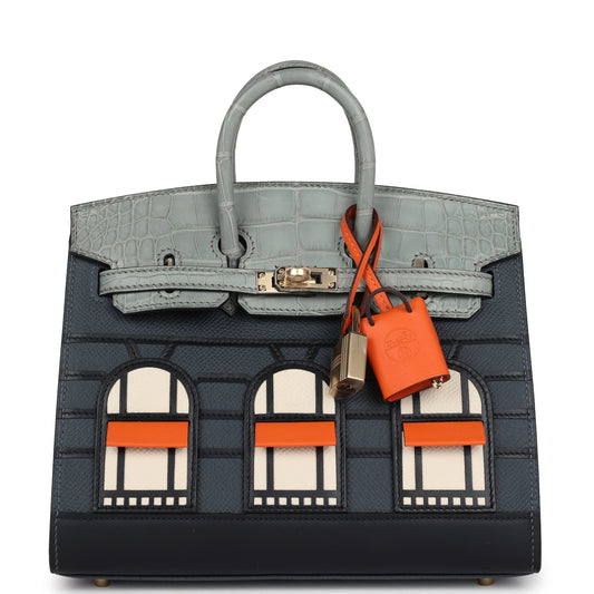 Hermes "Rainy Days" Sac Faubourg Birkin 20 Gris Misty Matte Alligator with Permabrass Hardware