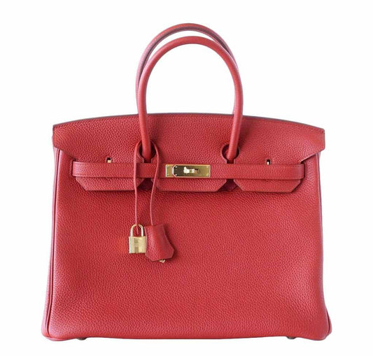 Hermes Birkin 25 Vermillion Togo Leather Gold Hardware