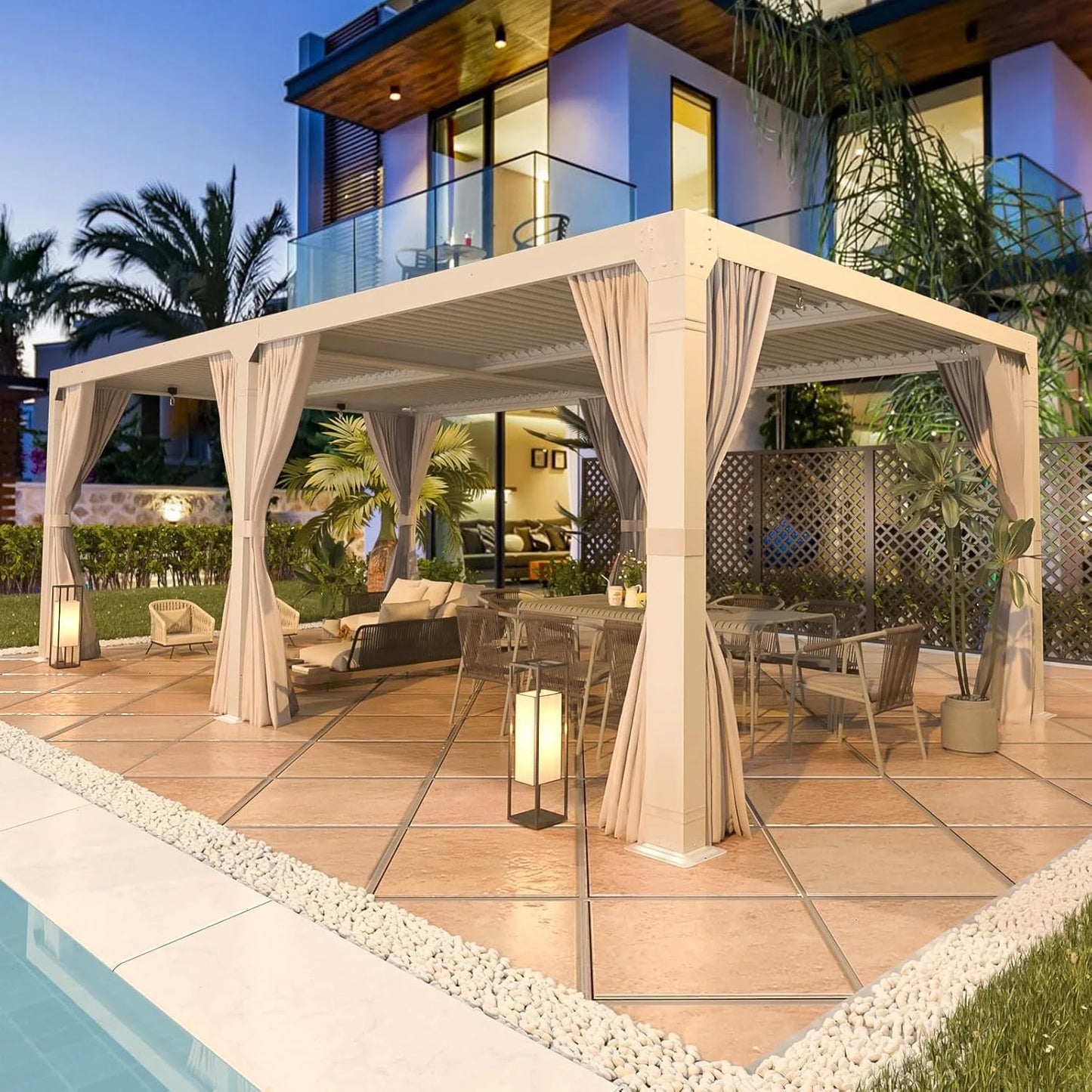 EROMMY 12’x24′ Outdoor Louvered Pergola Gazebos