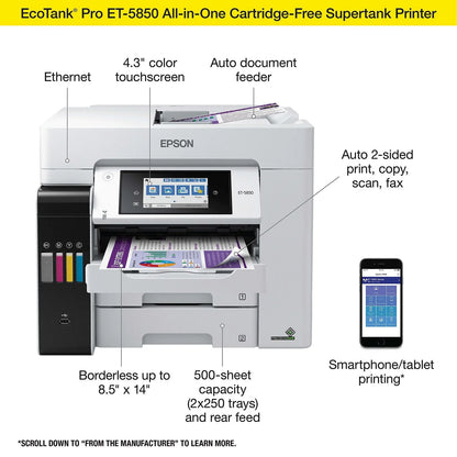 Epson EcoTank Pro ET-5850 Color Lasers