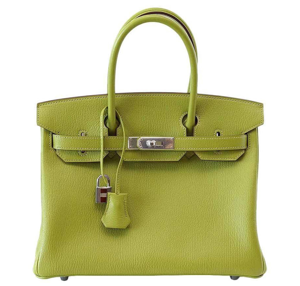 Hermes Birkin 30 Vert Anis Chevre Leather Palladium Hardware