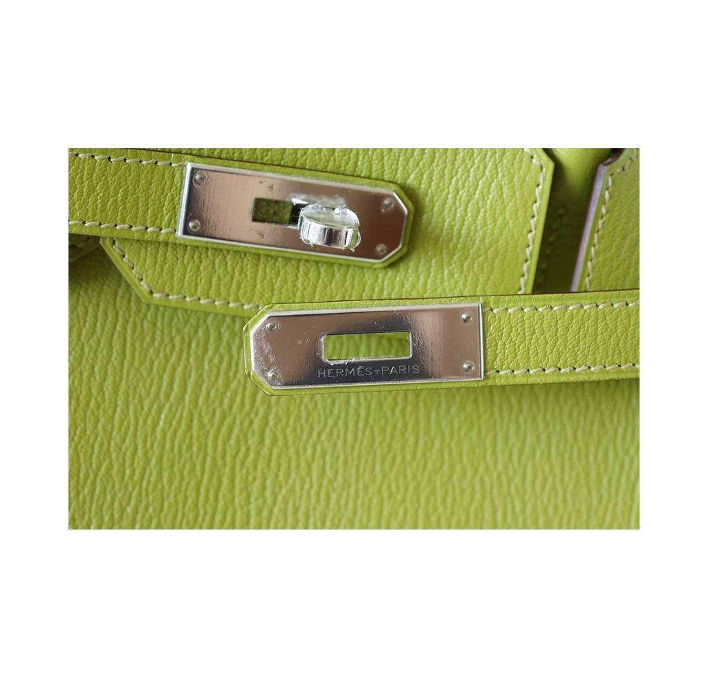 Hermes Birkin 30 Vert Anis Chevre Leather Palladium Hardware