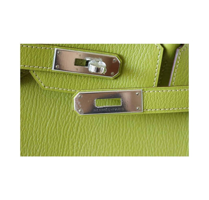 Hermes Birkin 30 Vert Anis Chevre Leather Palladium Hardware
